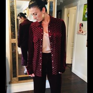 Johnny Was Piknet Velvet Button Down Blouse